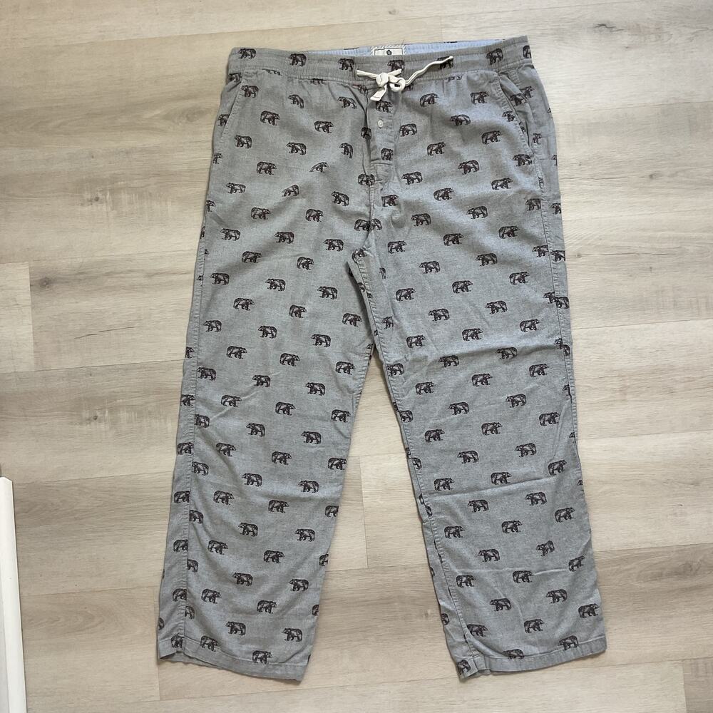 J Crew Mens Pure cotton Pajama Pants Drawstring Adjustable Bear Print Size XL